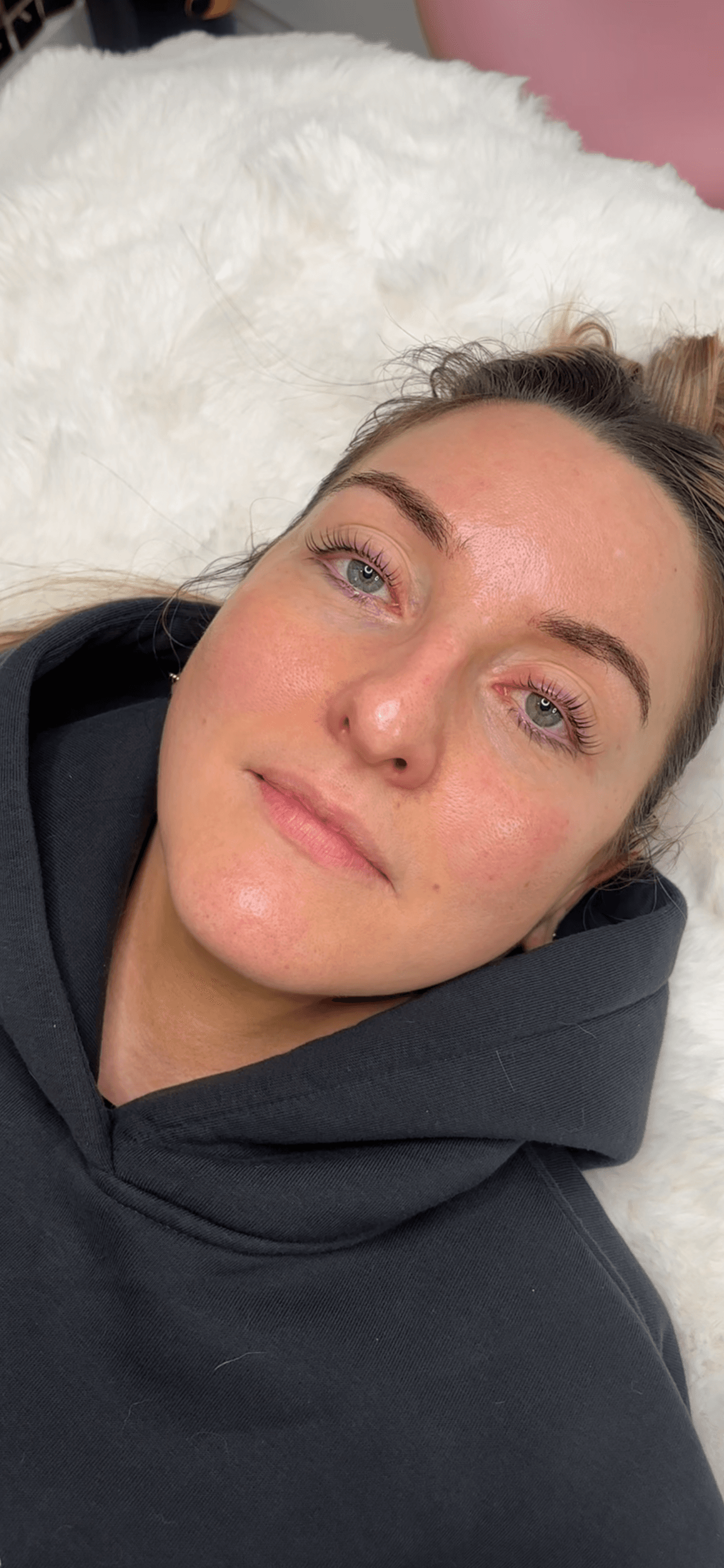 After Korean Lash Lift, lifted curled lashes